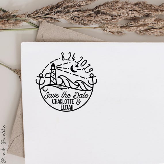 Self Inking Save the Date Stamp | Personalized Beach Wedding Stamp | Custom Wedding Invitations