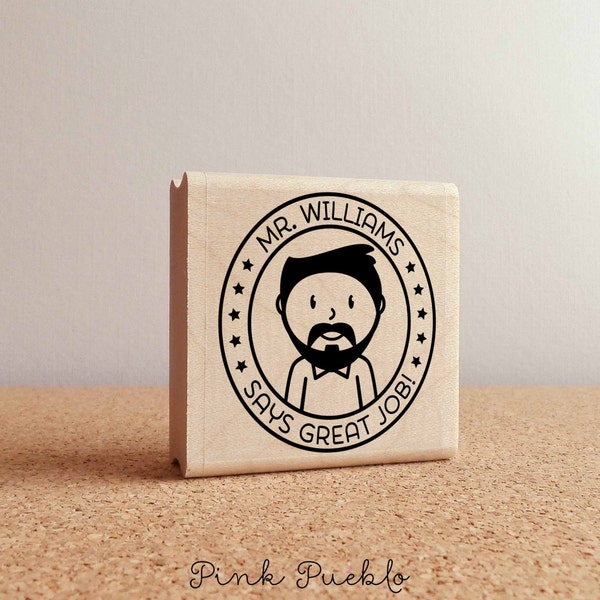 Personalized Male Teacher Rubber Stamp