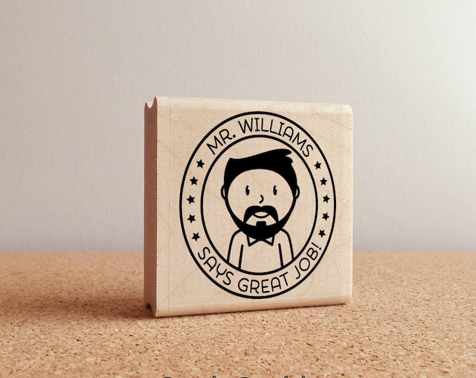 Personalized Male Teacher Rubber Stamp