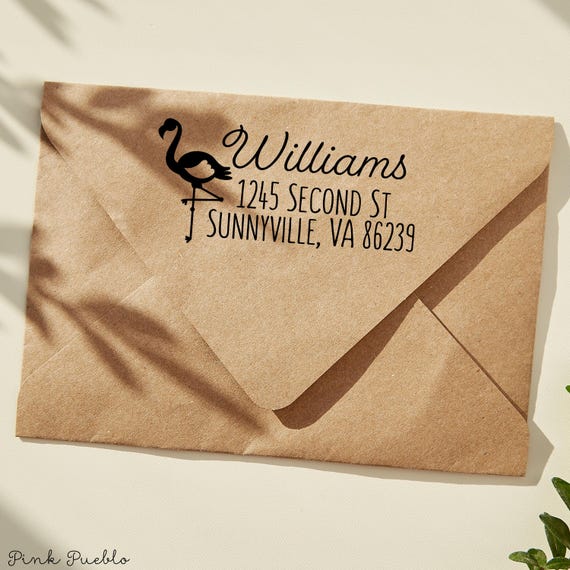 Flamingo Return Address Stamp | Custom Address Stamp for Birthday Invitations, Bachelorette, or Tropical Flamingo Gifts