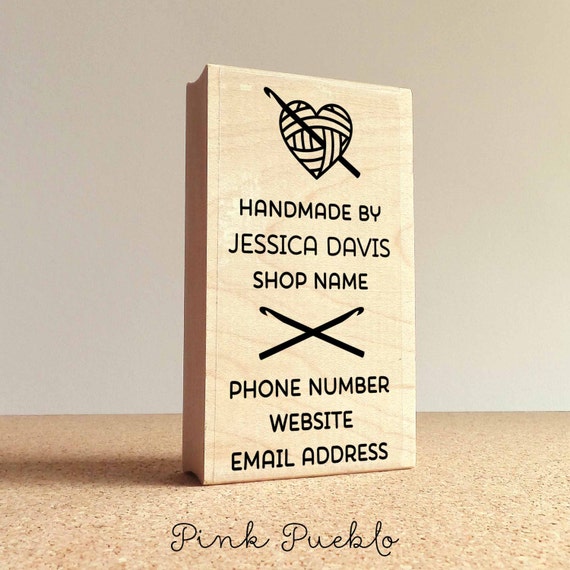 Personalized Crochet Business Card Stamp, Handmade By Business Card Rubber Stamp