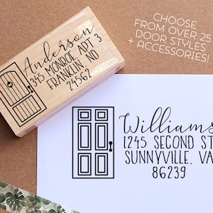 Personalized Address Stamp with Front Door - Choose Your Door Style