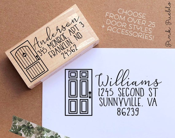 Personalized Address Stamp with Front Door - Choose Your Door Style