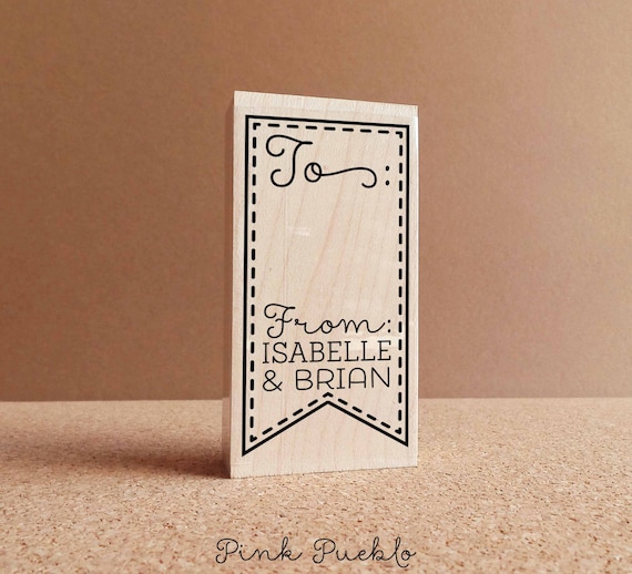 Personalized To From Gift Tag Stamp | Custom Thank You or Product Label Stamp | Gift Wrap and Holiday Packaging Stamp