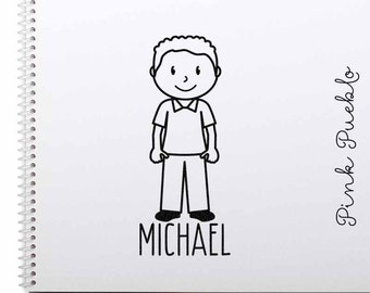 Personalized Children's Rubber Stamp - Boy - Choose Hair, Clothing and Name