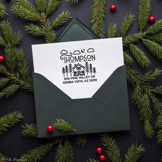 Personalized Cabin Address Stamp | Custom Return Address Stamp | Cottagecore & Camping Gift for Nature Lovers