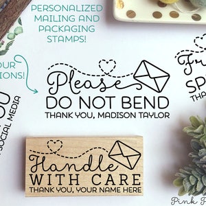 Personalized Mailing Stamp | Do Not Bend Stamp | Handle with Care Stamp | Fragile Stamp | Thank You Stamp