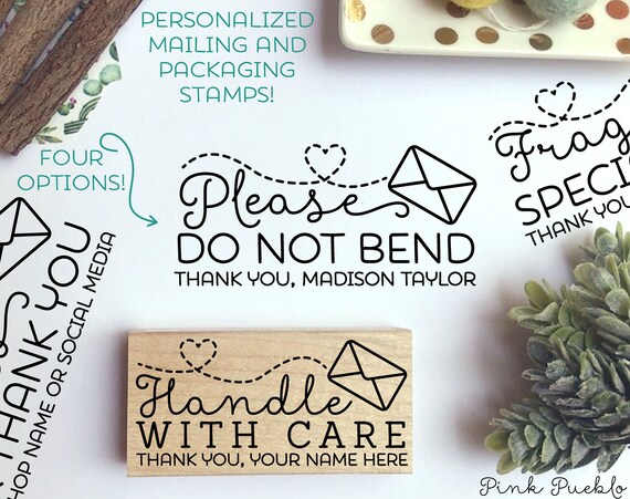 Personalized Mailing Stamp | Do Not Bend Stamp | Handle with Care Stamp | Fragile Stamp | Thank You Stamp