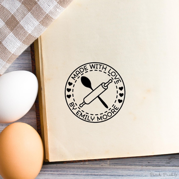 Personalized Made with Love Stamp | Self Inking Baking or Cooking Design for Homemade Gifts