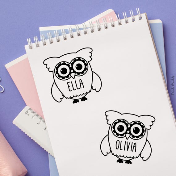 Personalized Owl Name Stamp | Custom Rubber Stamp for Kids | Cute Stationery & Owl Gifts