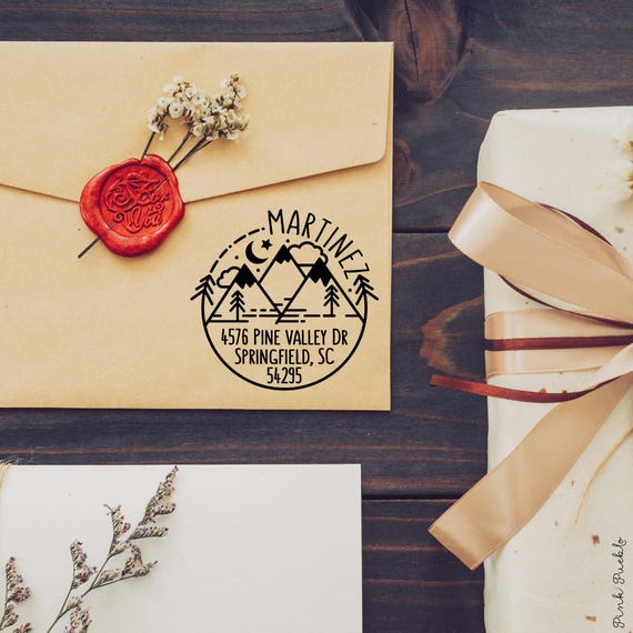 Mountain Return Address Rubber Stamp | Personalized Rustic Style for Envelopes