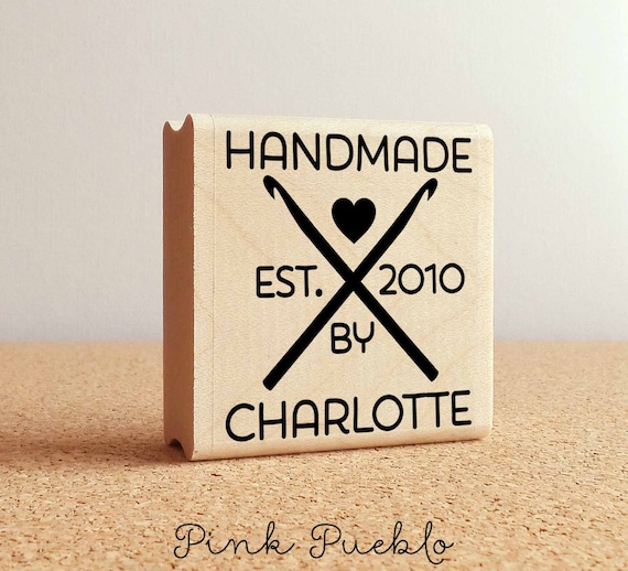 Personalized Crochet Stamp | Handmade By Custom Stamp for Crochet Tags and Gifts for Mom or Grandma