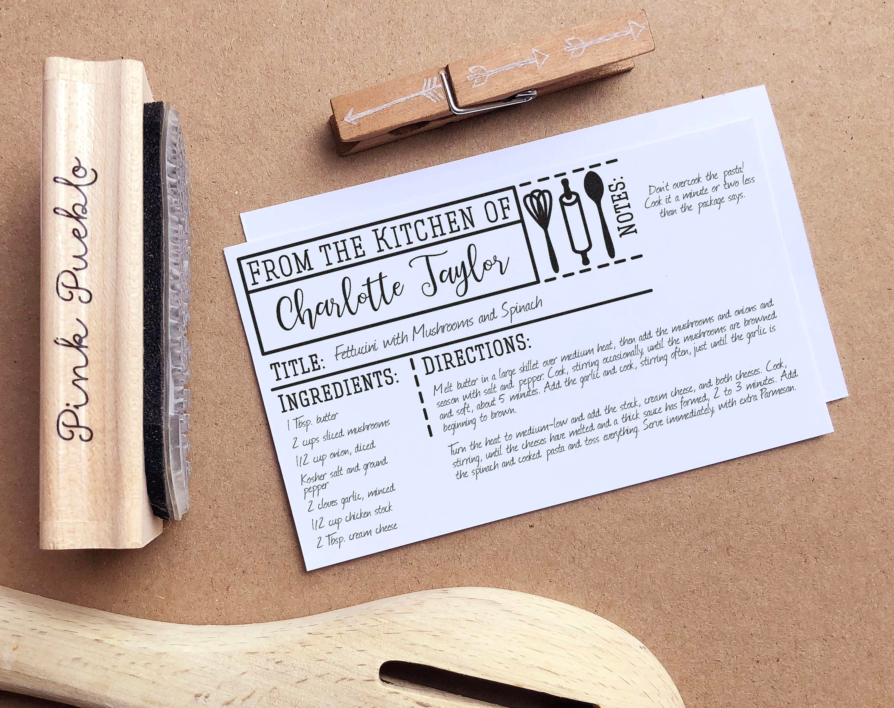 Personalized Recipe Card Stamp, For 3x5, 4x6, 5x7 and 4.25x5.5
