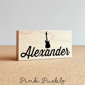 Personalized Guitar Name Stamp | Custom Rubber Stamp Gift for Kids and Music Lovers