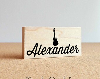 Personalized Custom Rubber Stamp, Guitar Name Stamp