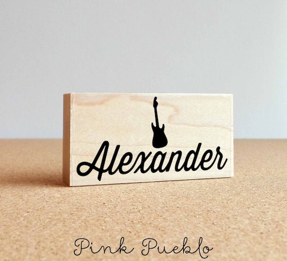 Personalized Guitar Name Stamp | Custom Rubber Stamp Gift for Kids and Music Lovers