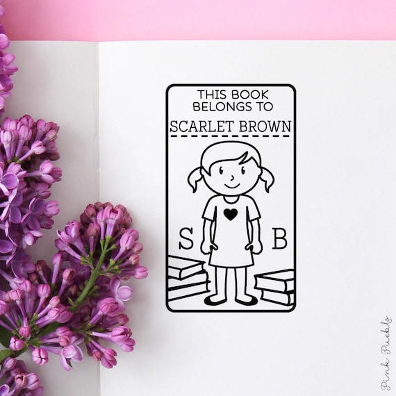 Book Stamp for Kids | Personalized Name Stamp Gift | Custom Rubber Stamp for Girls, Readers, and Book Lovers