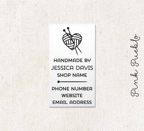 Personalized Business Card Rubber Stamp, Knitting Business Card Stamp