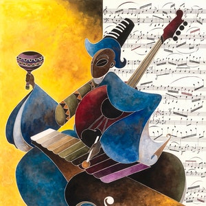 MUSICA musicale africaine dans un lot de 5 cartes de voeux africaines vierges 5 x 7 po (12,5 cm x 18 cm), art ethnique, art africain, design africain, gi africain