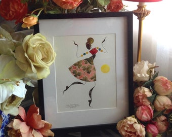 Original Watercolor Dancer Art, Black Dancer Art, Black Woman "Safiatou" Dancer Art, African Dancer Art, African Wall Decor Art, Gift Idea