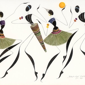African Dancers BIKUTSI 11 in a Set of 5 5&quot;x7&quot;(12.5cmx18cm) Blank African Greeting Cards, African Traditional Dance Cards Set, African Gift