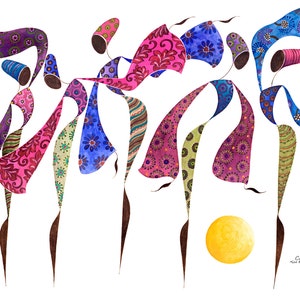 African Art, CONVERSATIONS 11x14 (27.9 cmX 35.5 cm) Giclee Print, Black Woman Art, Friendship Art, Fashion Art, Bohemian Décor, Gift Idea