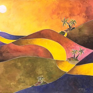 African Landscape NKOL 1 in a Set of 5 5"X7" (12,5cm X 18cm ) Blank African Greeting Cards, African Painting, African Art, African gift,