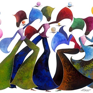 African Dancers ALEGRIA 4 in a Set of 5 5"X 7" (12,5cm X18 cm) Blank African Cards, African Stationery, African Women Art, African gift