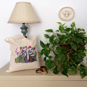 Sac fourre-tout en toile de coton imprimé de 4 danseuses africaines My Alegria, fourre-tout en toile respectueux de l'environnement, fourre-tout en coton réutilisable, fourre-tout en toile polyvalent