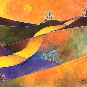 Paysage africain NKOL 2 dans un lot de 5 5"X7" (12'5 cm X 18 cm) Cartes de voeux africaines vierges, Design africain, Art africain, Cadeau africain