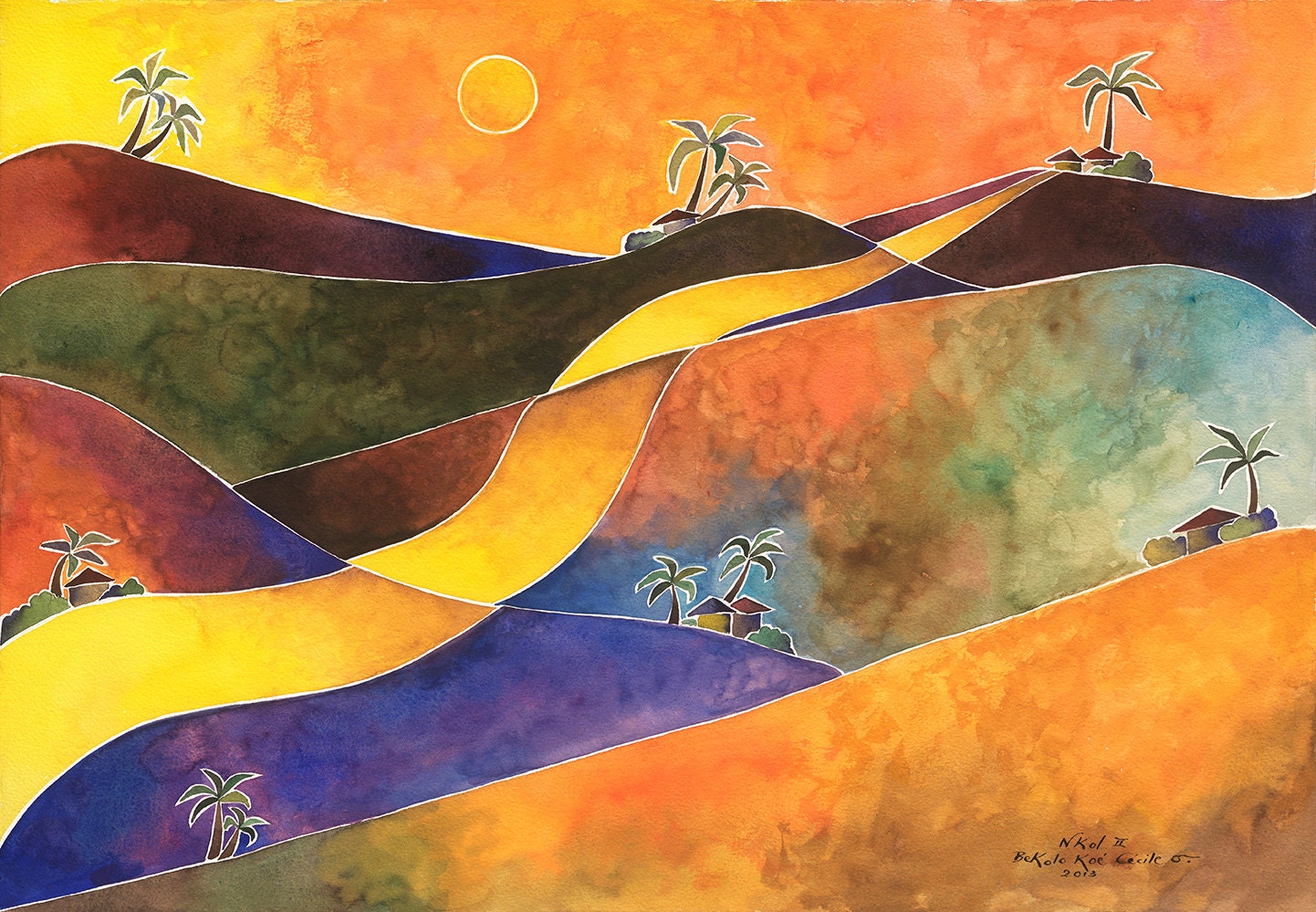 African Landscape NKOL 2 in a SET OF 5 5