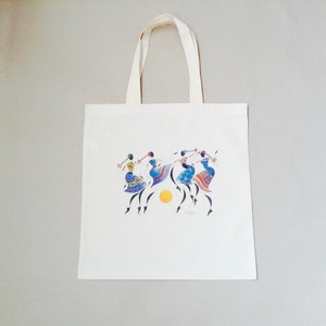 Canvas Cotton Tote Bag Printed with My Bikutsi 2 African Dancers Art, Eco Friendly Canvas Tote,Reusable Cotton Tote,Multipurpose Canvas Tote