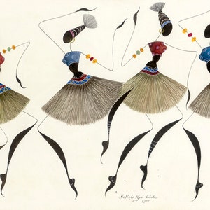 African Dancers BIKUTSI 17 in a set of 5 5"x7"(12.5cmx18cm) Blank African Greeting Cards,African Tribal Dance Cards,African Women Dance Card