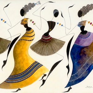 Danseurs africains BIKUTSI 26 dans un lot de 5 5 x 7 po (12,5 cm x 18 cm) cartes de voeux africaines vierges, cartes de voeux de danse de couple africain, cadeau africain