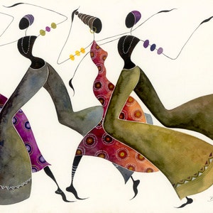 BIKUTSI 18 Afrikaanse dansers in een set van 5 5 x 7 inch (12,5 x 18 cm) blanco Afrikaanse wenskaarten uit de BIKUTSI-serie, cadeau-idee voor Afrikaanse etnische