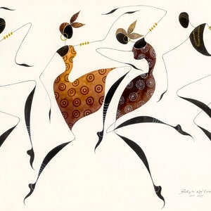 Danseurs africains BIKUTSI 23 dans un lot de 5 5 x 7 po (12,5 x 18 cm) cartes de voeux africaines vierges de la série « BIKUTSI », cadeau carte de danse africaine