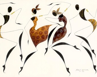 African Dancers Greeting Cards, Bikutsi Art, Set of 5