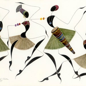 Danseurs africains BIKUTSI 19 dans un lot de 5 5 x 7 po (12,5 cm x 18 cm) cartes de voeux africaines vierges, cartes afrocentriques, idée cadeau de voeux africains
