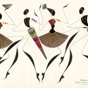 Danseurs africains MAKOSSA dans un lot de 5 cartes de voeux africaines vierges 5 x 7 po (12,5 x 18 cm), cartes de danseurs traditionnels africains, idée cadeau africaine