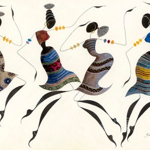 Danseurs africains BIKUTSI 16 dans un lot de 5 5 x 7 po (12,5 cm x 18 cm) cartes de voeux africaines vierges, femmes africaines cartes de danse tribale, cadeau cartes africaines