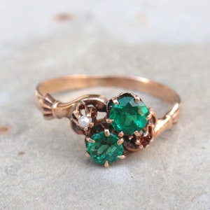 Antique Emerald Green Paste Stone Ring, Victorian May Birthstone, JR ...