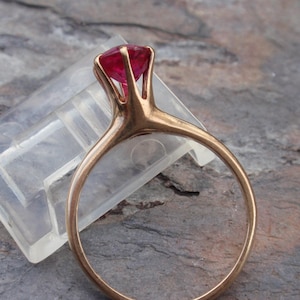 Victorian Ruby Engagement Ring 10k, Vintage Pink July Birthstone Yellow Gold