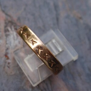 Antique Gold Wedding Band, Victorian Engraved Designs 10k Ring Size 10.5