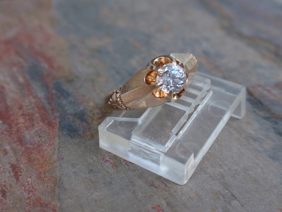 Victorian White Topaz Buttercup Ring, Antique Bel… - image 1