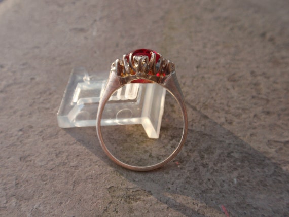 Vintage Ruby 10k Ring, July Engagement Oval Red S… - image 8