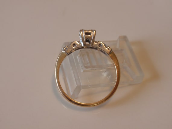 Art Deco Hearts Diamond Engagement Ring, 14k Two … - image 10