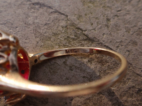 Vintage Ruby 10k Ring, July Engagement Oval Red S… - image 10