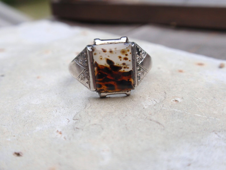 Sterling Moss Agate Ring Vintage Womens Montana Picture | Etsy