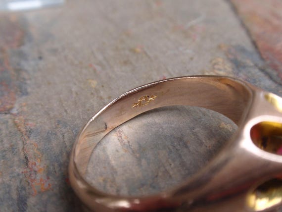 Victorian Ruby Red Stone Belcher Ring, Antique Gy… - image 10