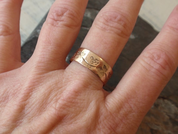 Antique Cigar Band, Victorian Wide Wedding Ring, … - image 2